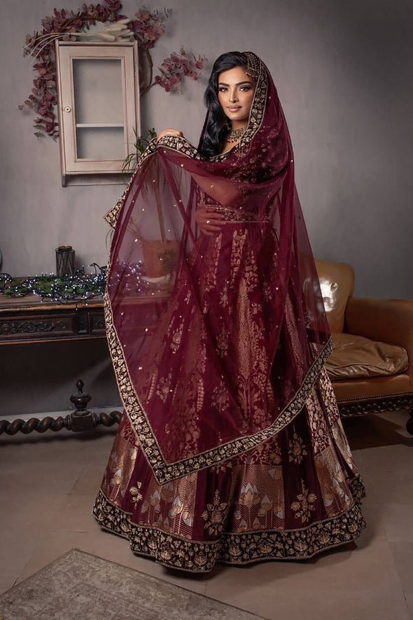 Stitched Maroon Wedding Collection Handwork Designer Gagra at Rs 250000 in  Jaipur