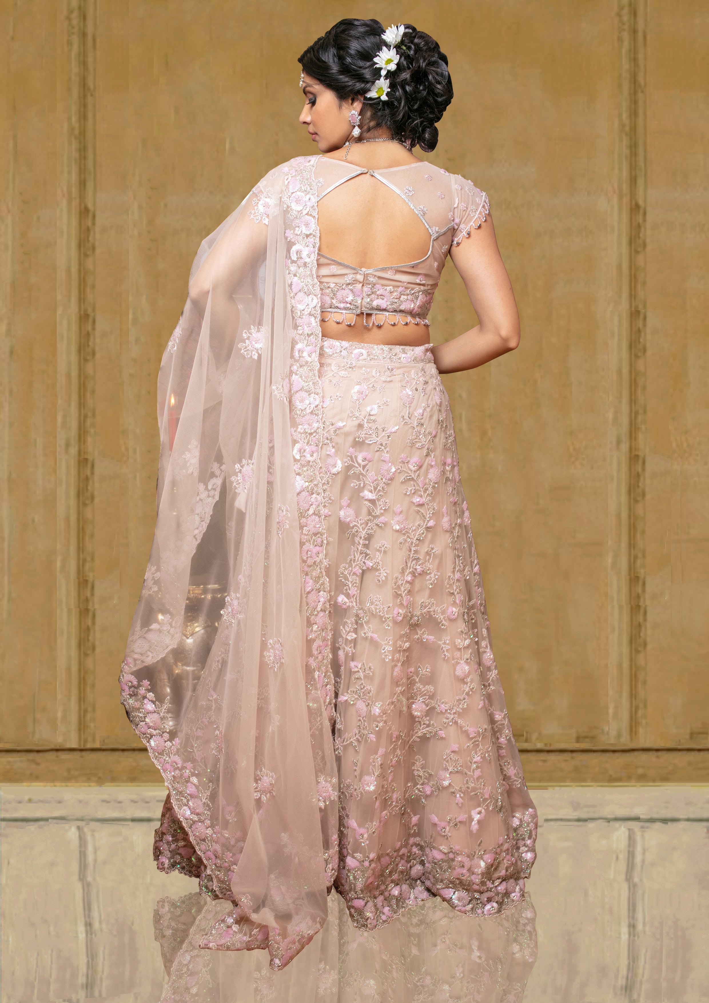 Pink Bridal Hand Embroidered Velvet Lehenga Choli Latest 2326LG26