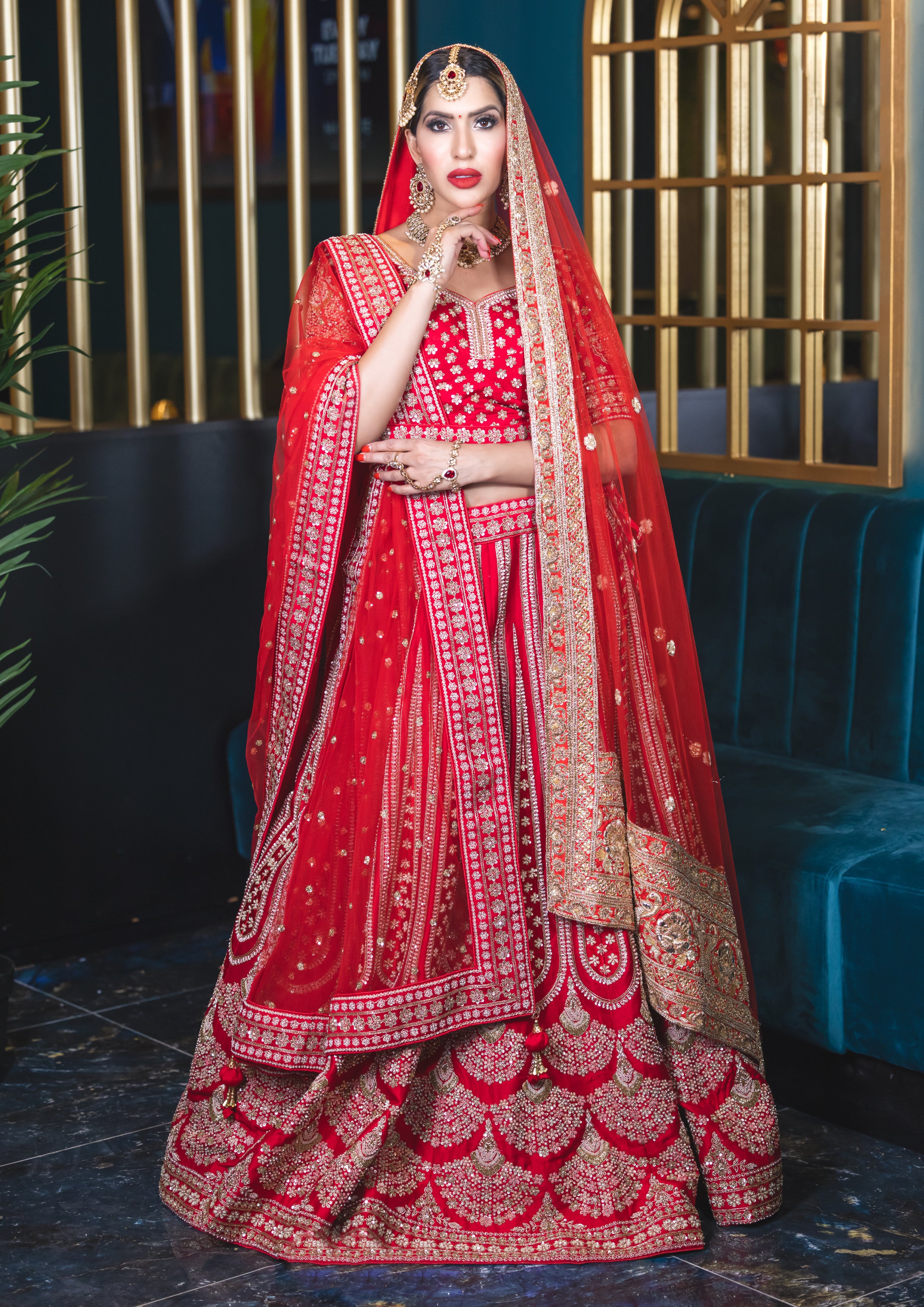 Red and gold hot sale indian wedding dress