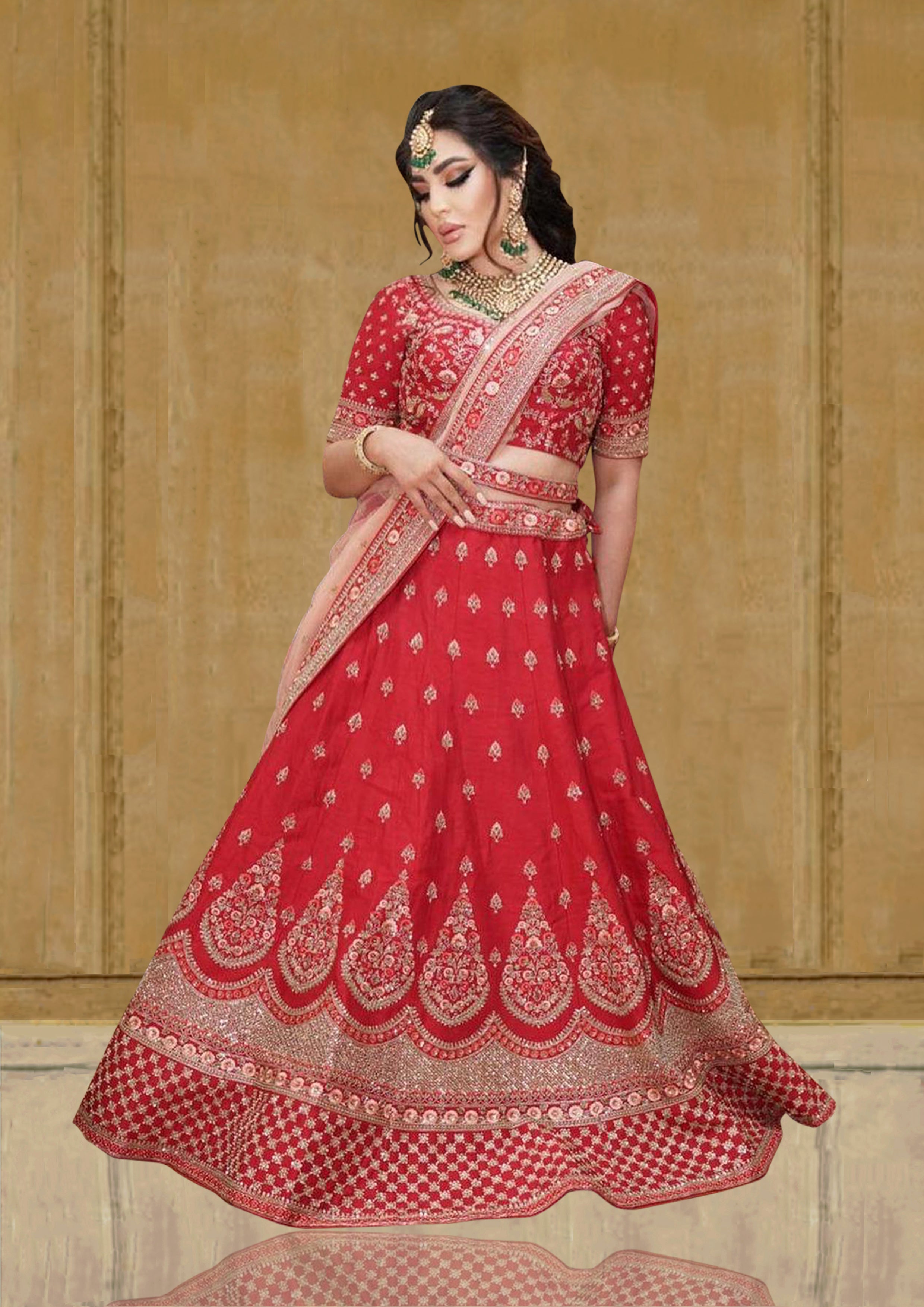 Pakistani Red Bridal Lehenga Choli Dupatta Dress – TheDesignerSaree